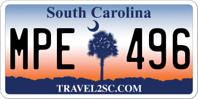 SC license plate MPE496