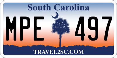 SC license plate MPE497