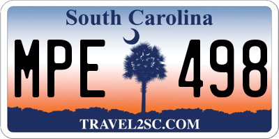 SC license plate MPE498