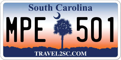 SC license plate MPE501