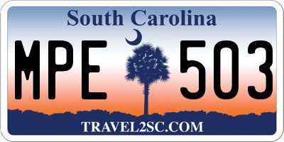 SC license plate MPE503