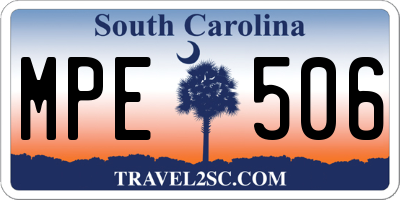SC license plate MPE506