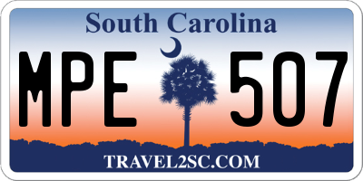 SC license plate MPE507