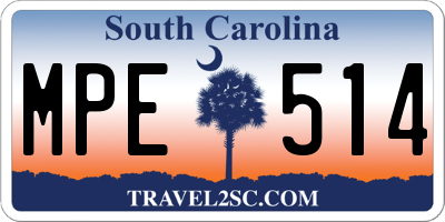SC license plate MPE514