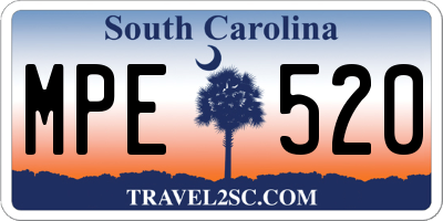 SC license plate MPE520