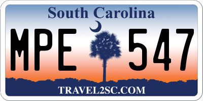 SC license plate MPE547