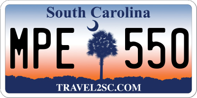 SC license plate MPE550
