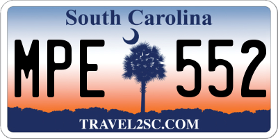SC license plate MPE552