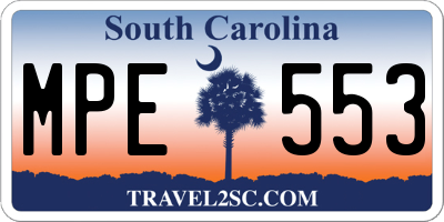 SC license plate MPE553