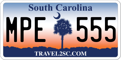 SC license plate MPE555