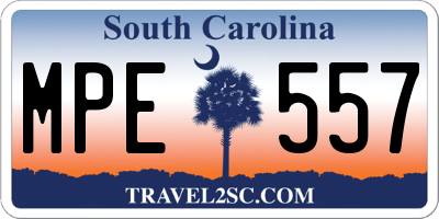 SC license plate MPE557