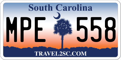 SC license plate MPE558