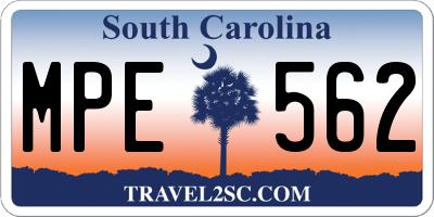 SC license plate MPE562