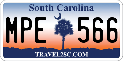 SC license plate MPE566