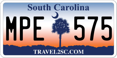 SC license plate MPE575