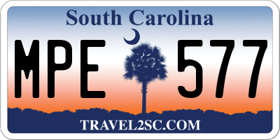 SC license plate MPE577
