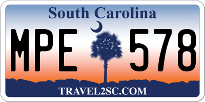 SC license plate MPE578