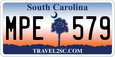 SC license plate MPE579