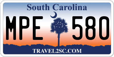 SC license plate MPE580