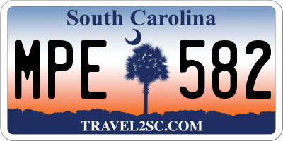 SC license plate MPE582