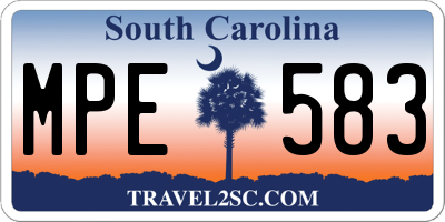SC license plate MPE583