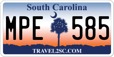 SC license plate MPE585