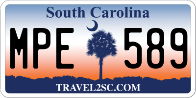 SC license plate MPE589