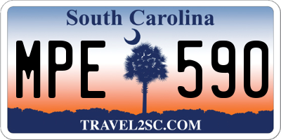 SC license plate MPE590