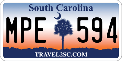 SC license plate MPE594