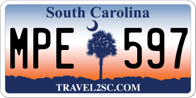 SC license plate MPE597
