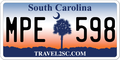 SC license plate MPE598