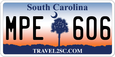 SC license plate MPE606