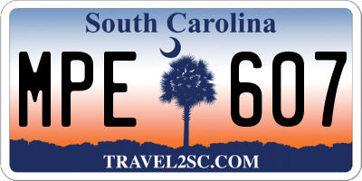 SC license plate MPE607