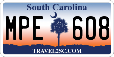 SC license plate MPE608