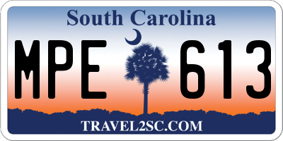SC license plate MPE613