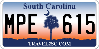 SC license plate MPE615