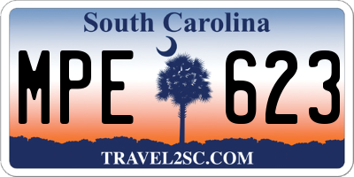SC license plate MPE623