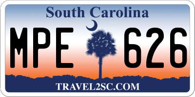 SC license plate MPE626