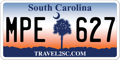SC license plate MPE627
