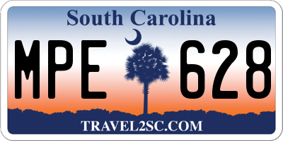 SC license plate MPE628