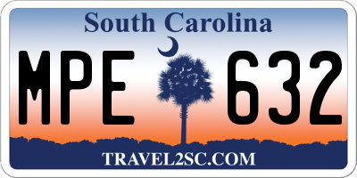 SC license plate MPE632