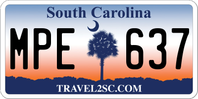 SC license plate MPE637