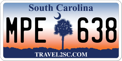 SC license plate MPE638