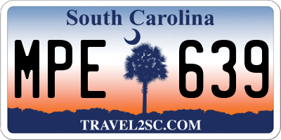 SC license plate MPE639