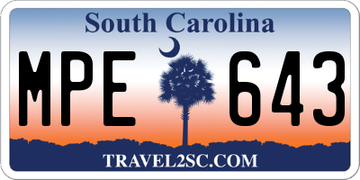 SC license plate MPE643