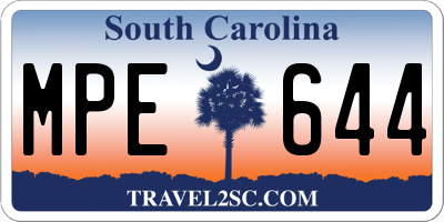 SC license plate MPE644