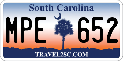 SC license plate MPE652