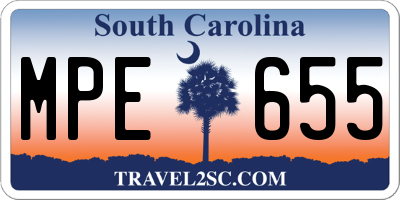 SC license plate MPE655