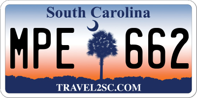 SC license plate MPE662