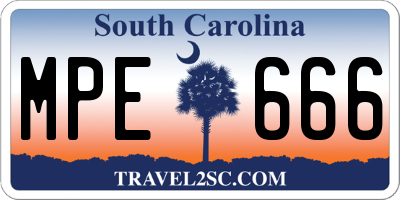 SC license plate MPE666